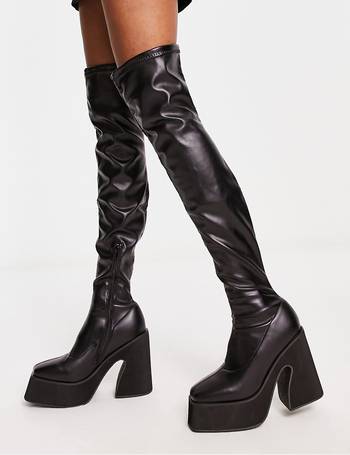 Truffle Collection super chunky lace up boots in black faux leather