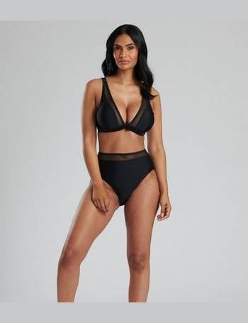 South Beach mix & match underwire one shoulder bikini top in black metallic