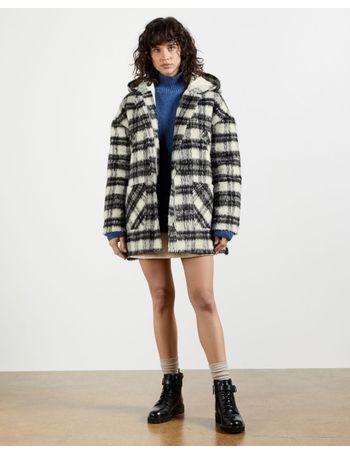 ted baker jojoe check wool blend coat navy