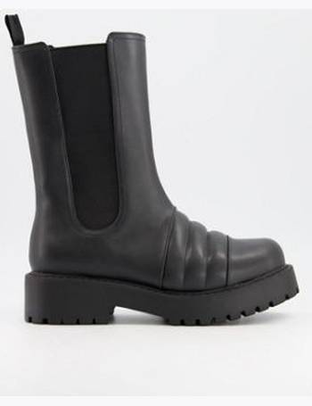 monki malwina faux leather chunky boot in black