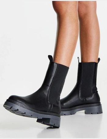 alpha black crocodile chunky leather chelsea boots