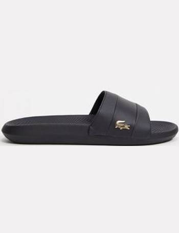 lacoste fraisier croc sliders in black