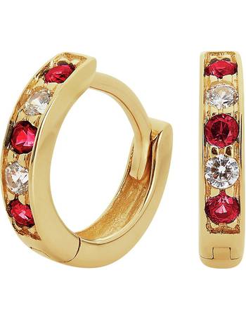 revere 9ct gold cubic zirconia huggie hoop earrings