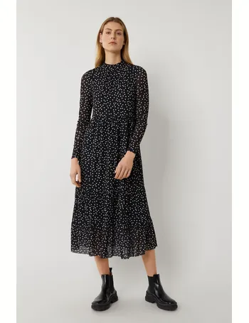 warehouse black floral dress