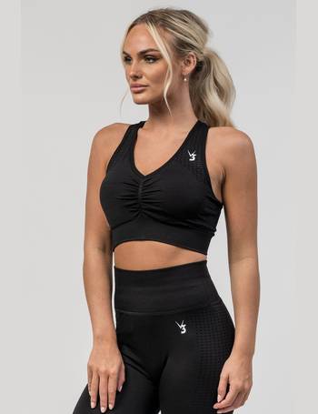 V3 Apparel Womens Tempo Seamless Scrunch Leggings & Long Sleeve Set - Black  - Gym, Run, Yoga