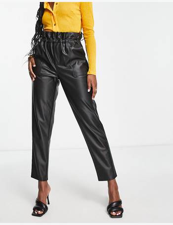 Miss Selfridge faux leather flared trouser in black