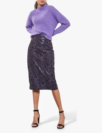 Mint velvet black leopard jacquard outlet skirt