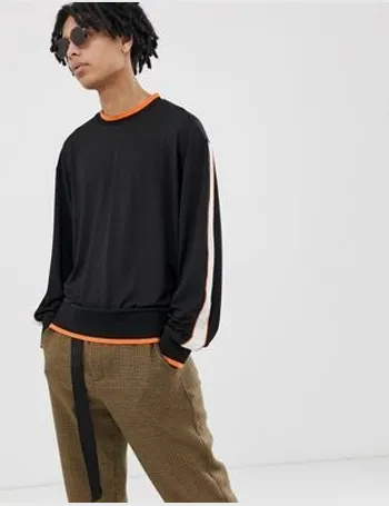 adidas originals sweatshirt in black with orange piping