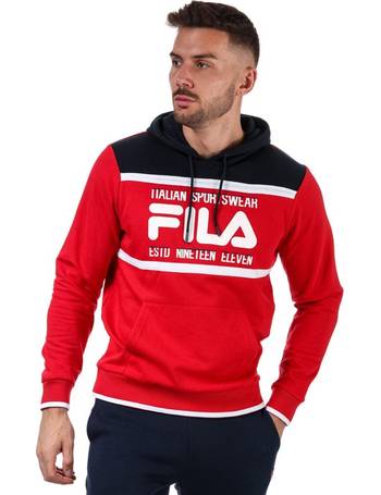 Fila black line rayton panel hoodie hot sale in red