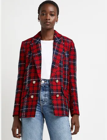 river island tartan blazer womens