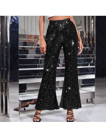 SHEIN High Waist Sequins Sheer Pants Without Panty