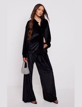 Tall Chocolate Brown Velvet Wide Leg Trousers