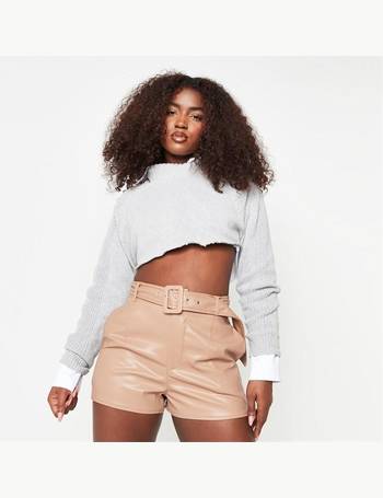 Faux Leather High Waisted Tailored Shorts