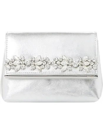 dune silver clutch bag