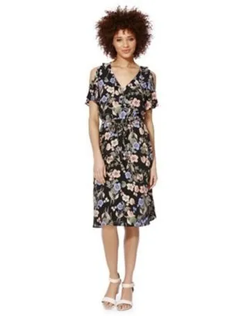 f&f floral print midi wrap dress