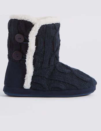 cable knit cleated sole slipper boots