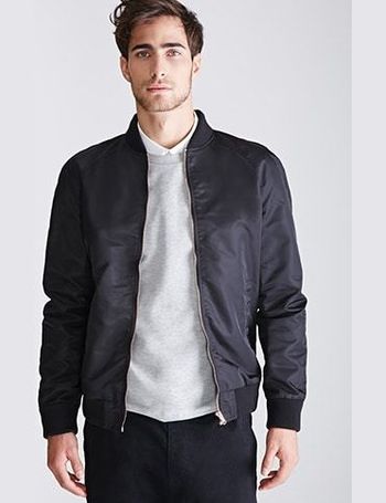 forever 21 mens black bomber jacket