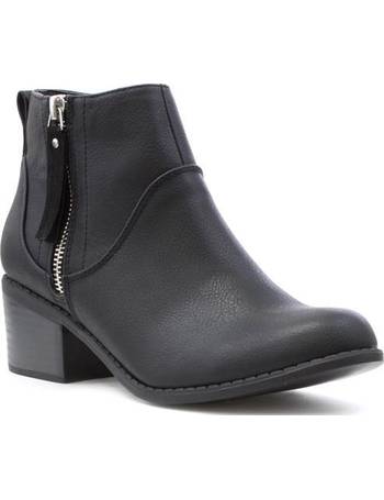 Lilley Womens Black Cross Strap Ankle Boot