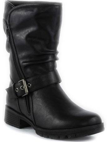 womens black biker boots uk