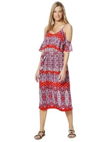 f&f ivory paisley print maxi dress