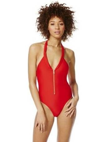 red zip swimming costume