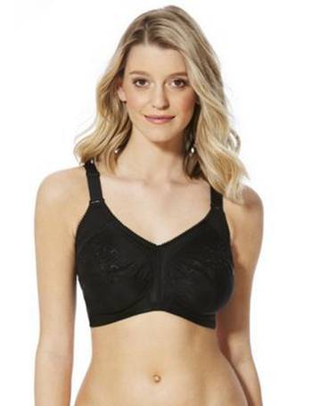F&F Embroidered Comfort Bra Non-Wired Unpadded Black Floral Total