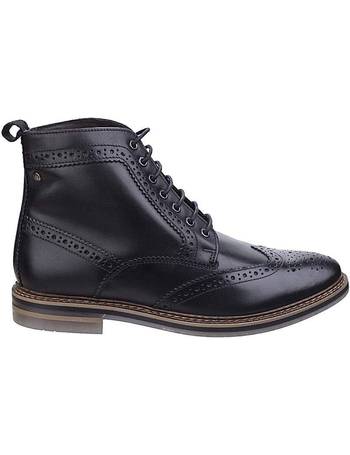 Base London HOPKINS Mens Leather Brogue Lace Up Casual Ankle Boots Waxy Black 