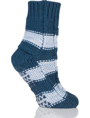 Ladies 1 Pair Elle Space Dye Slubby Cable Slipper Socks 