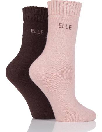 Ladies 2 Pair Elle Bamboo Feather Striped Socks 