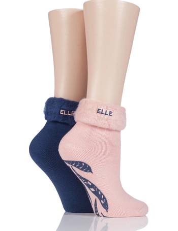 Ladies 2 Pair Elle Fluffy and Cosy Blissful Bed Time Socks 