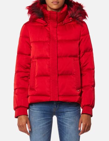 guess women's red coat