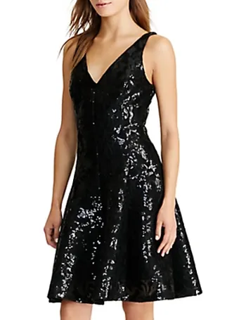 lauren ralph lauren embroidered sequin gown