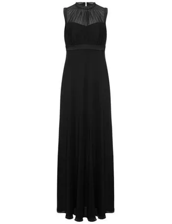 ted baker black trishna pleat detail maxi dress