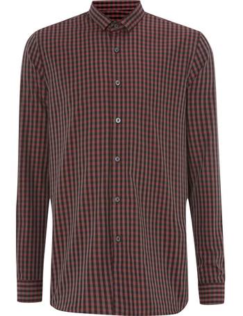 Men's Short Sleeve Check Cotton Shirt Pink Large Button Down Collar Peter Werth 