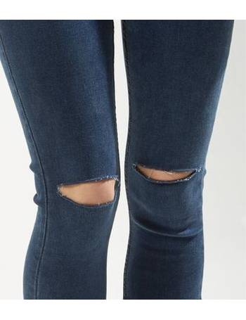 Curves Bright Blue High Waisted Ripped Skinny Jeans