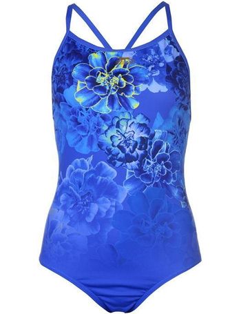 slazenger zip short sleeve swimsuit ladies