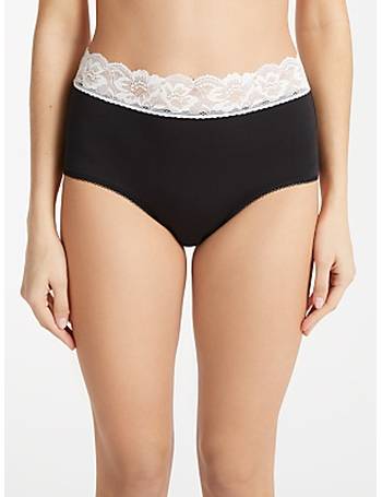 John Lewis ANYDAY Lace Trim Tanga Knickers, Pack of 3, White at John Lewis  & Partners