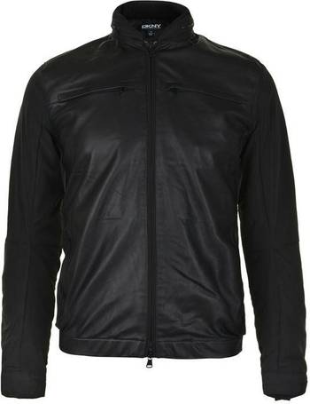 Dkny leather panel outlet coat