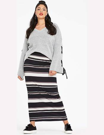Womens Striped Stretch Jersey Tube Skirt Simply Be 