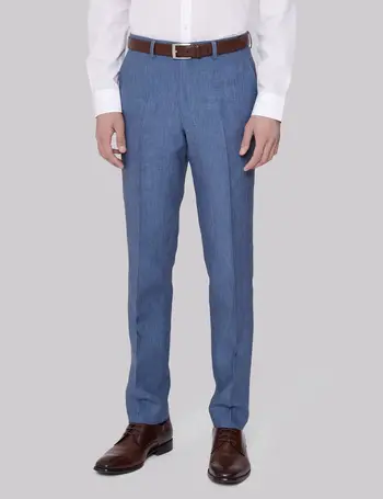 Regular Fit Dusty Blue Linen Trousers