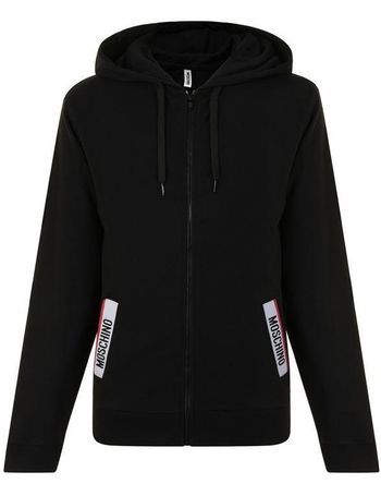 moschino logo zipped hooded sweatshirt