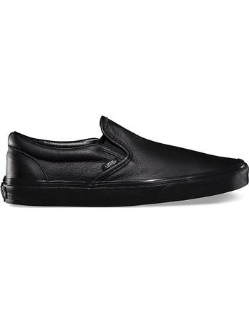 vans leather slip on all black