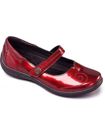 Padders LYRIC Ladies EEE Wide Fitting Strap Patent Mary Jane Shoe Black,Navy,Red 