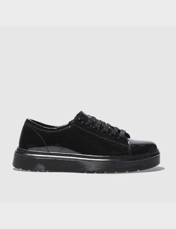 Dr martens black lyric spin hot sale lace shoe patent flat shoes