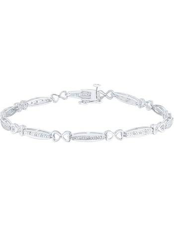 Silver 010ct Diamond IllusionSet Kiss Bracelet  Compare  Westquay