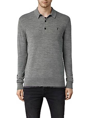 AllSaints Statten Knitted Polo Shirt in Black