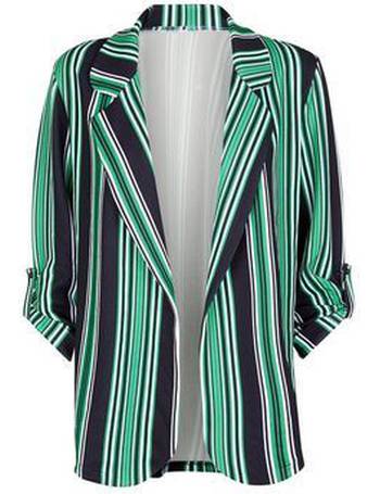 green and black striped blazer