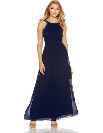 quiz chiffon embellished high neck maxi dress