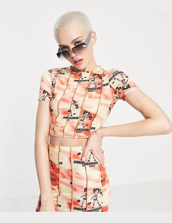 COLLUSION printed y2k cut out crop top co-ord in multi