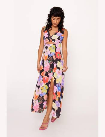 Floral Strappy Back Side Split Maxi Dress